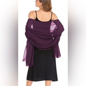 Purple Sheer Chiffon Shawl for Weddings, Fancy Occasions etc. One Size